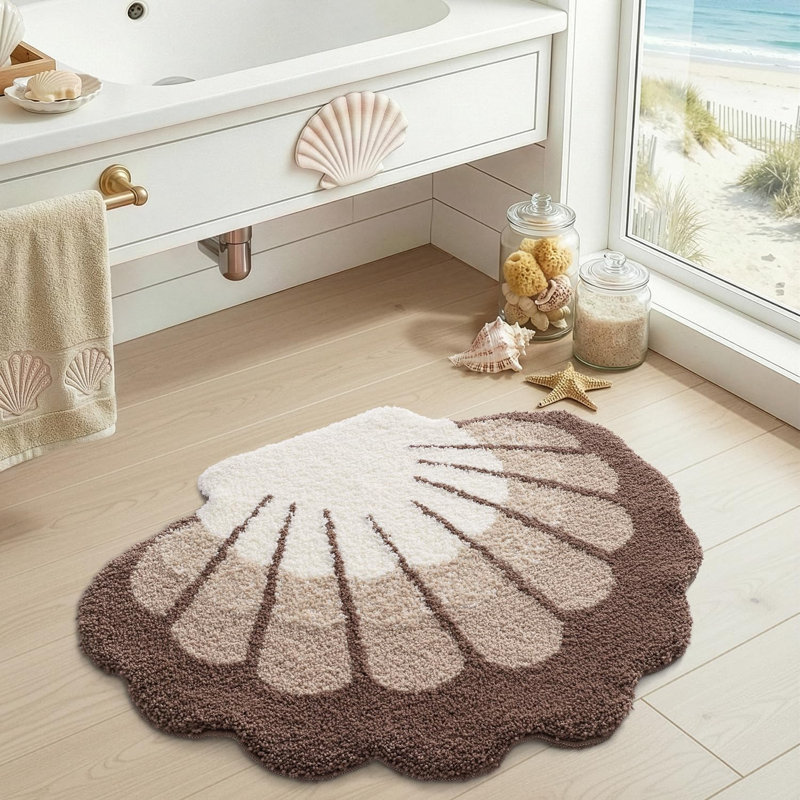 Seashell Bathroom Rugs Non Slip Washable