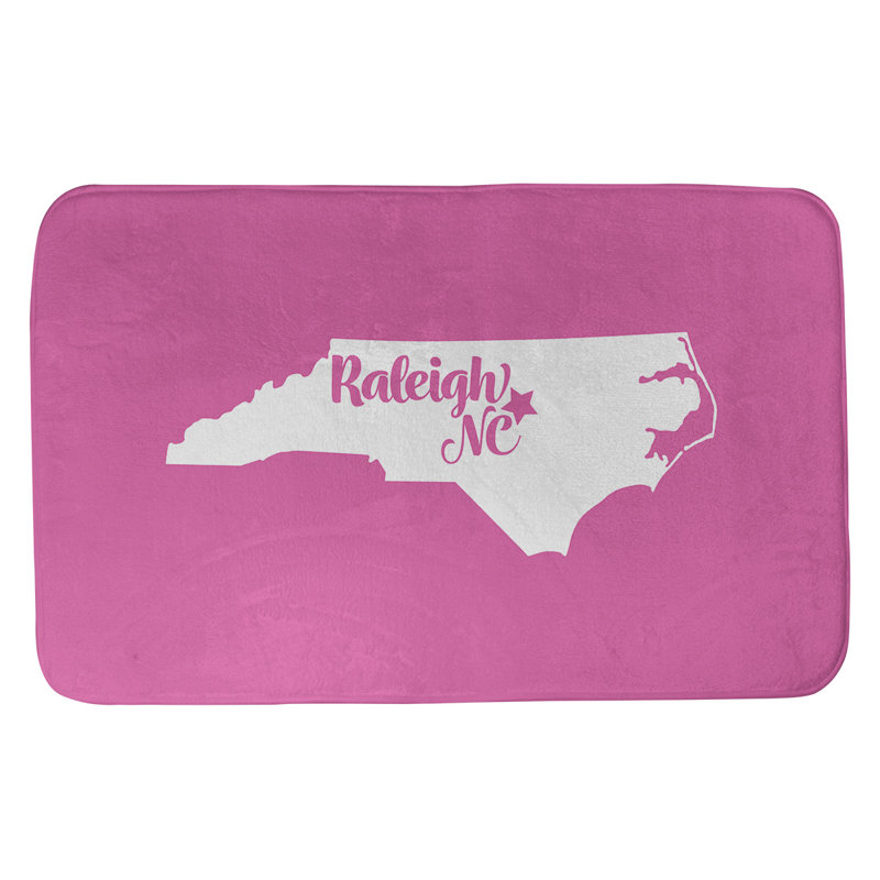 Tapis pour salle de bain raleigh north caroline, l 17 po x L 21 po, Rose