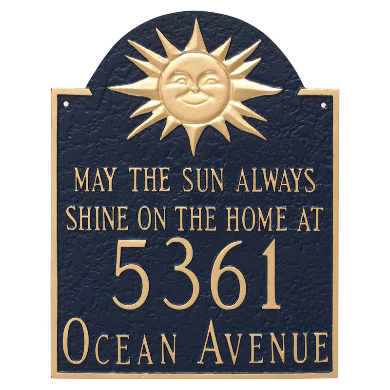 Plaque d’adresse murale sur 4 lignes, Noir / or, Oui
