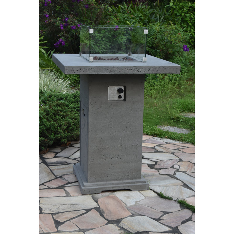 Square Concrete Propane Fire Pit Table
