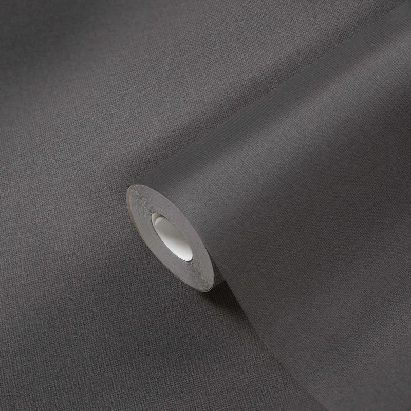 Barkeyville Hessian Effect 10.05m x 53cm Textured Matte Wallpaper Roll, Charcoal