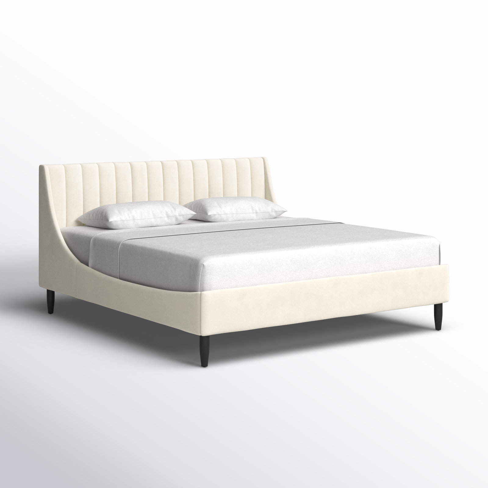 Helaina Upholstered Wingback Bed, Queen, French Beige Velvet