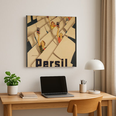 Persil Lave Tout-Tout Seul années 1930 - Art Déco vintage Poster Wall Art — Square Metal Wall Art