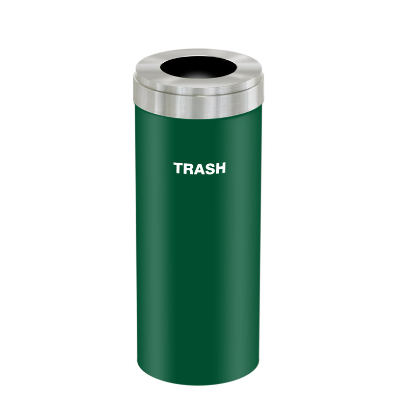 Poubelle, Vert forêt / aluminium satiné, 15, H 30 po x l 12 po x P 12 po
