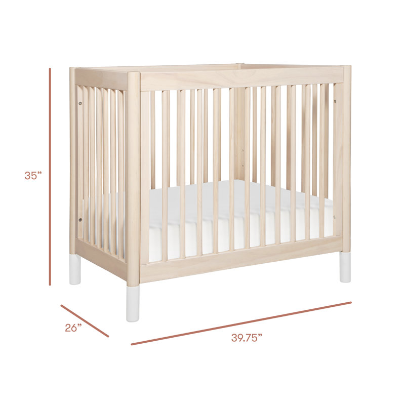 Gelato 4-in-1 Mini Convertible Crib, Washed Natural/White