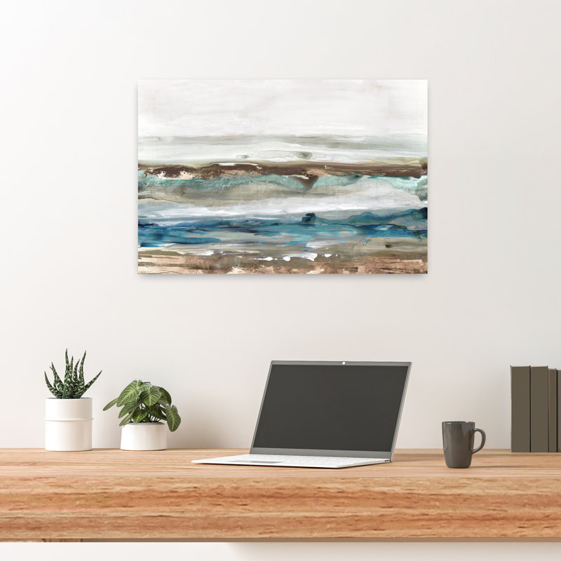 Vagues qui se brise, abstrait, paysage marin moderne, art de plage, H 16 po x l 24 po