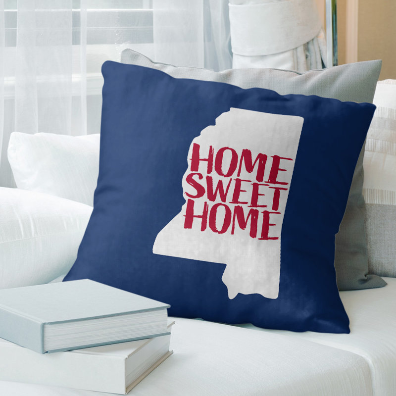 Coussin de minnesota, 20 po x 20 po, Bleu foncé / rouge, Mississippi