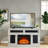 Electric Fireplace Tv Stand With Spacious Storage Console, Embossed Rustic Design, Remote Control, Cord Management, And Adjustable Shelves For Living Room-1105822677
