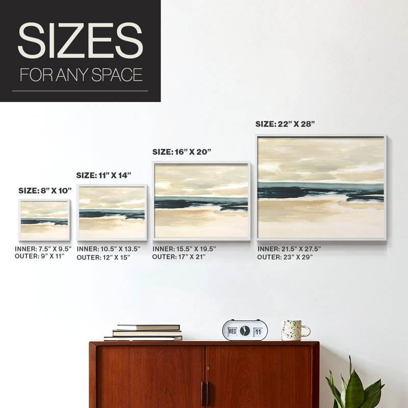 Sand & Sea I -Framed Print - Restickable, 8" H x 10" W, White