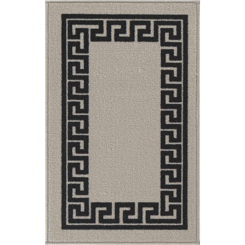 Rampzipoor Non-Slip Geometric Indoor Doormat, Rectangle 67 x 120cm, Grey