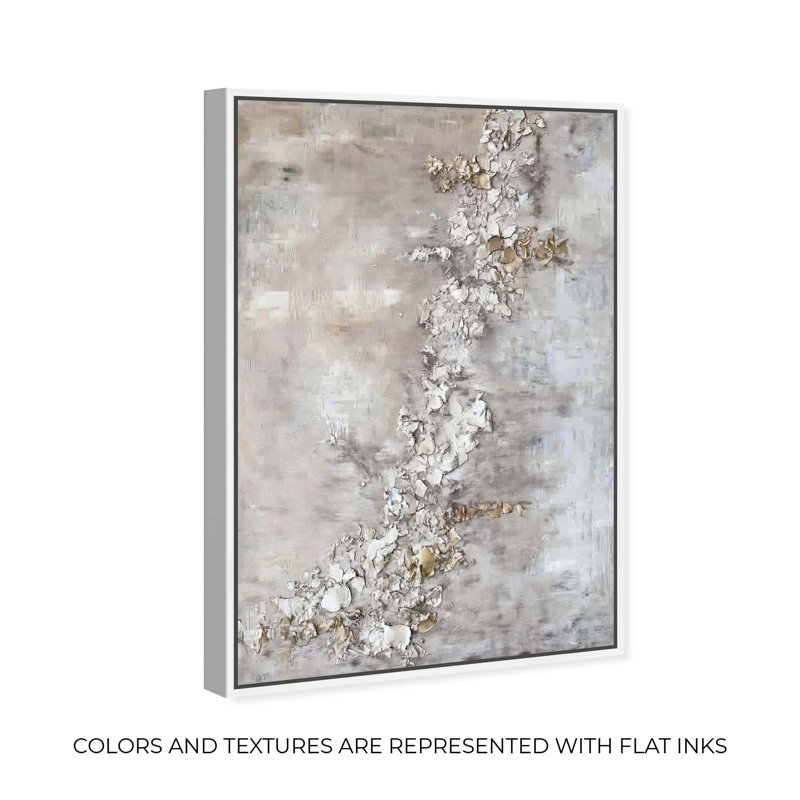«Rust Rustment Canvas Elegant Gold Abstract» par Art Remedy, Cadre blanc, H 46 po x l 31 po