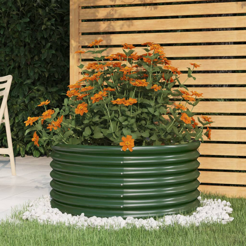 Garden Raised Bed Powder-coated Steel, Green, 14.17" H x 31.50" W x 31.50" D
