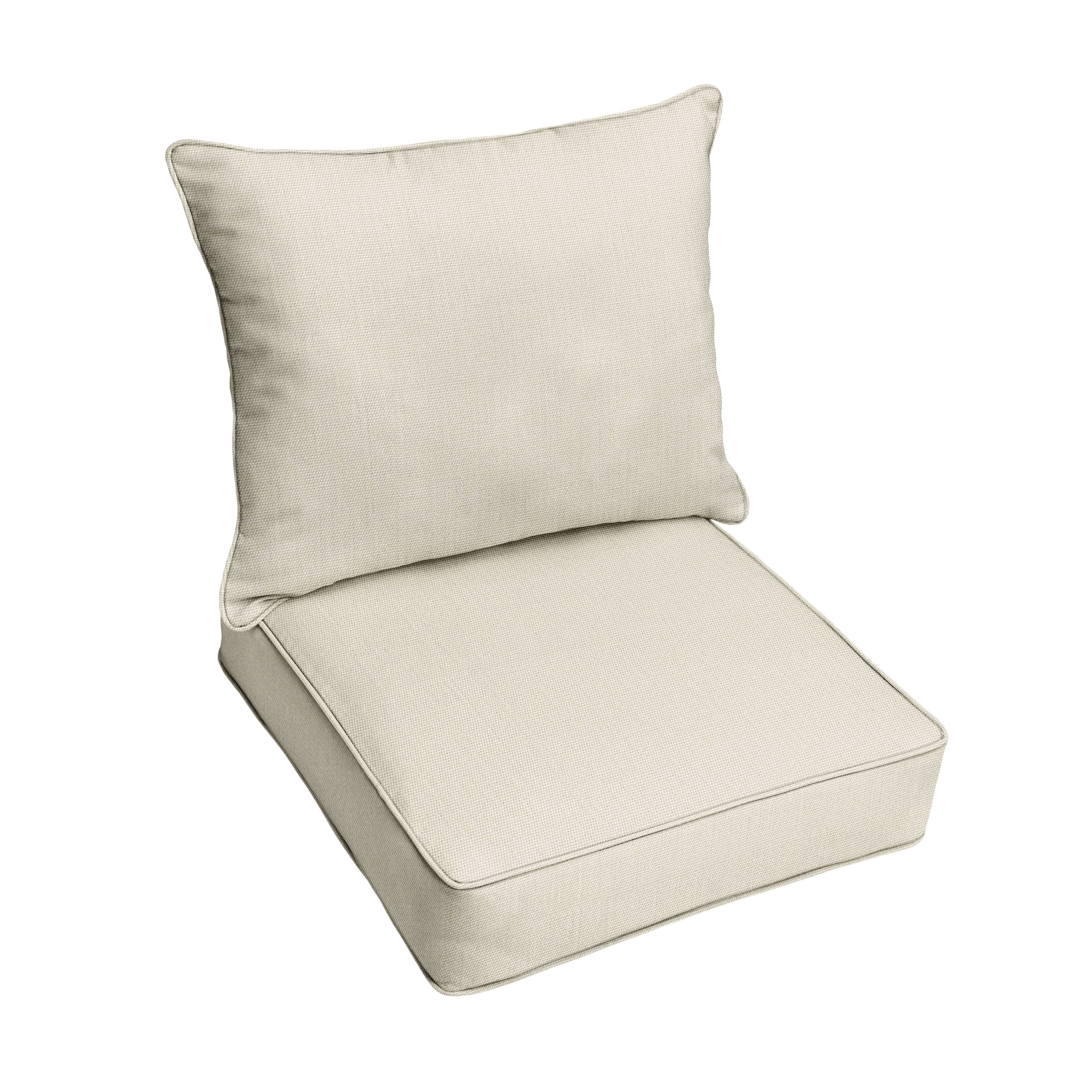 Deep Seating Foam Back Chair Cushion Set, 24 x 27 x 5 Seat and 24 x 21  x 3 Back, Sunbrella Solids