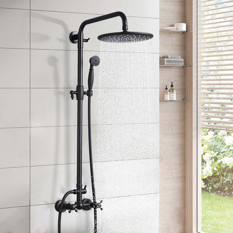 Matte Black Dual Shower Combo with 8 Inch Rain Shower Head and Handheld Shower Wand