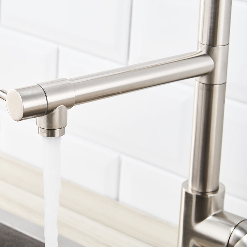 Pull Down In Kitchen Faucet - Brushed Nickel Modern Single Handle Hot And Cold Sink For Commercial With Utilization