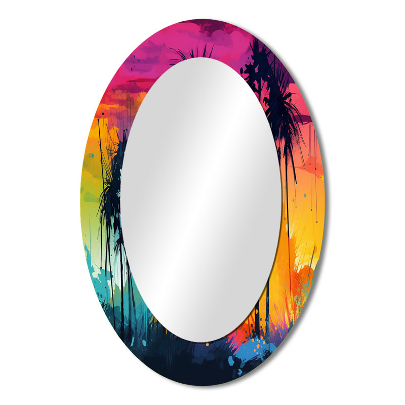 Vibrant Palm Trees III - Miroir mural Coastal, 36 po x 24 po