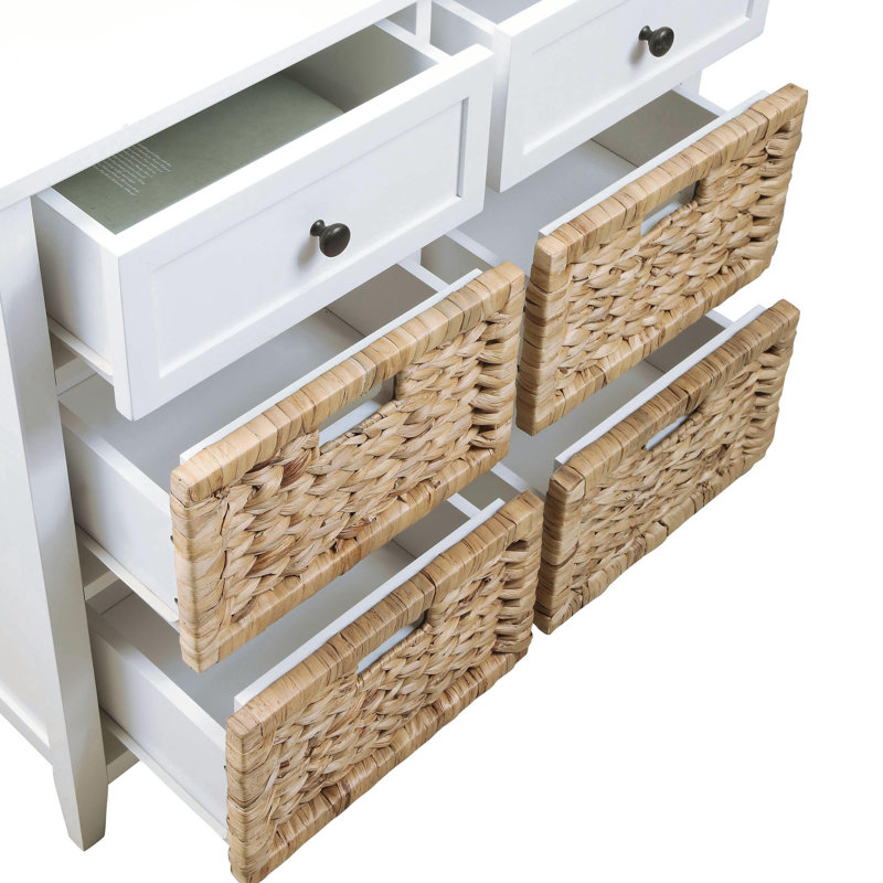 Console blanche à 6 tiroirs