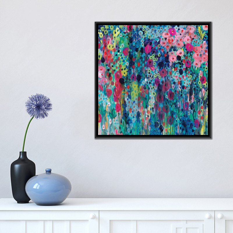 «Painted Strings», impression sur toile, H 18 po x l 18 po x P 1,5 po, Toile avec cadre noir, Pas de tapis