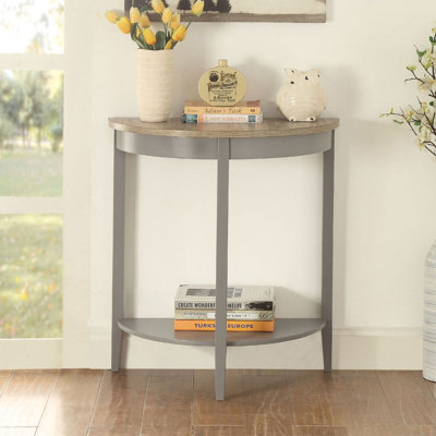 Table d'appoint en bois demi-lune avec 1 tablette inférieure