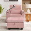 Fauteuil inclinable multifonctionnel rose avec rangement et port USB pour la maison