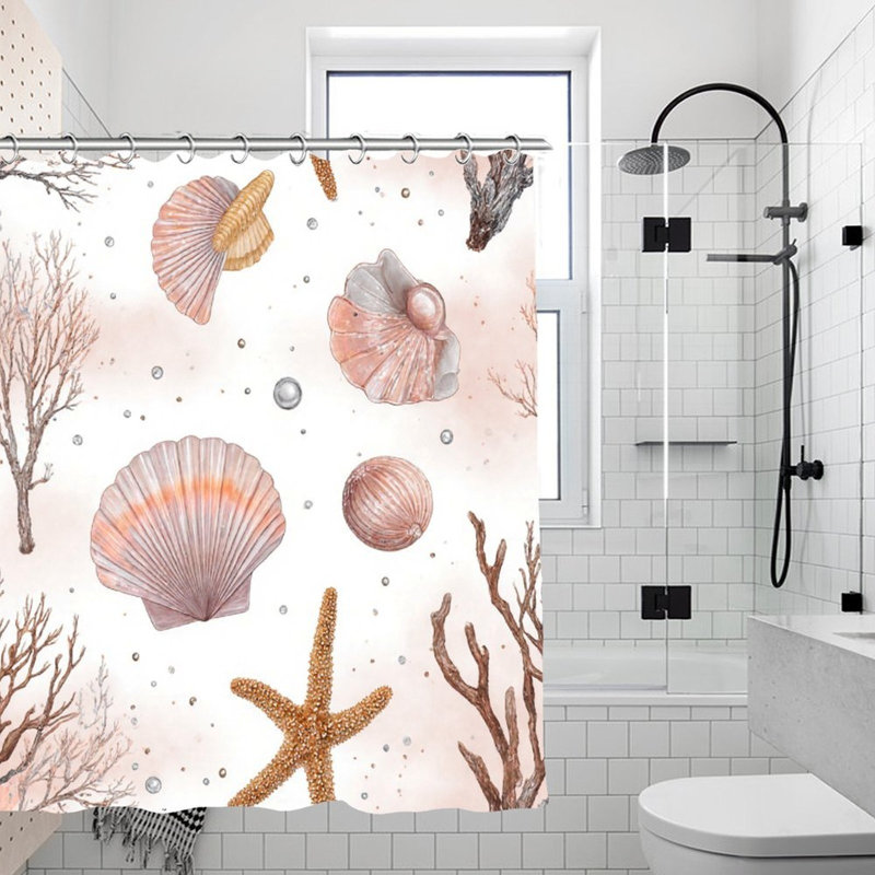 Rideaux de douche rose bord de mer 71 x 71