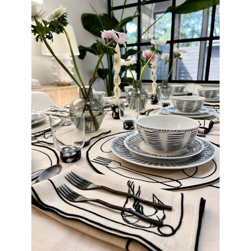 Squiggle Stainless Steel Flatware - Set of 5, Matte Black