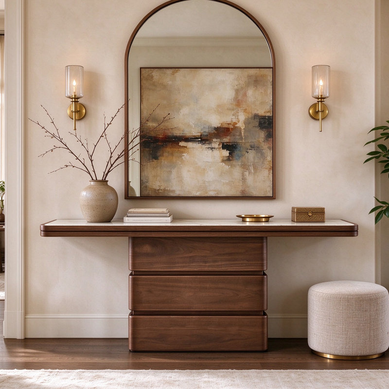 Console Mid-Century moderne, H 31,5 po x l 59,1 po x P 15,7 po