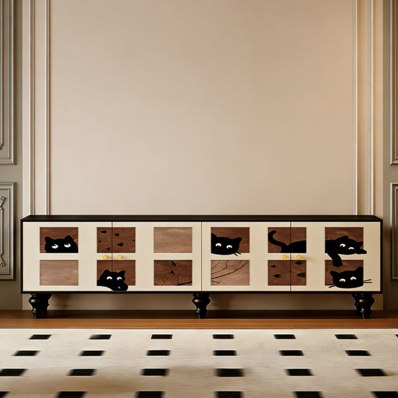 Meuble télé moderne en bois massif, H 21,65 po x L 78,74 po x l 15,75 po