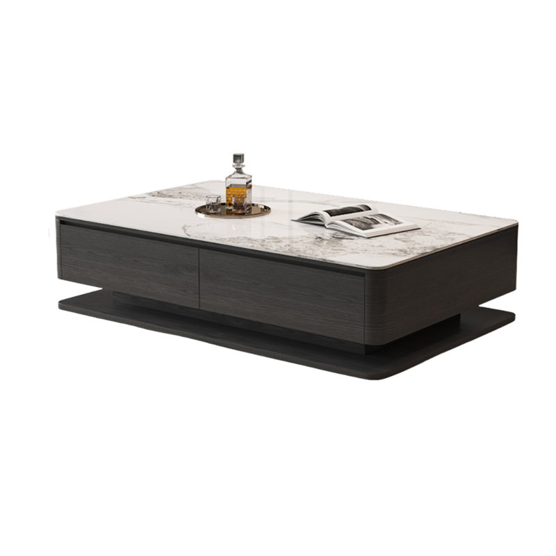 Table basse moderne avec plateau en pierre frittée, H 16,93 po x L 59,05 po x l 33,46 po, Gris