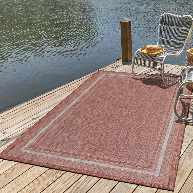 Tapis rouge rouille intérieur / extérieur Reyhan, Rouge, Rectangle 10' x 14'1"