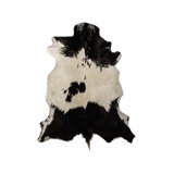 Animal Print Handmade Goat Skin Novelty 1'10" x 2'10" Leather Indoor Use Only Area Rug in Black/White
