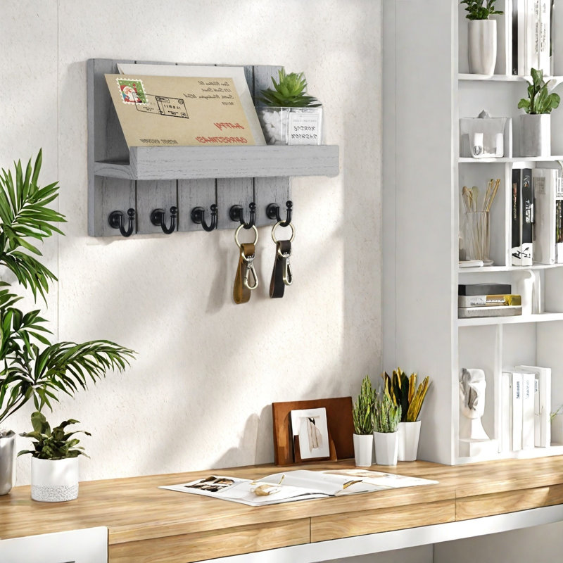 Porte-clé décoratif pour mur, Gris