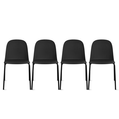Annunziata Dining Chairs - Modern Stackable Plastic Chairs with Chrome Metal Legs & Solid Back - Set of 4 Kitchen & Dining Room Chairs
