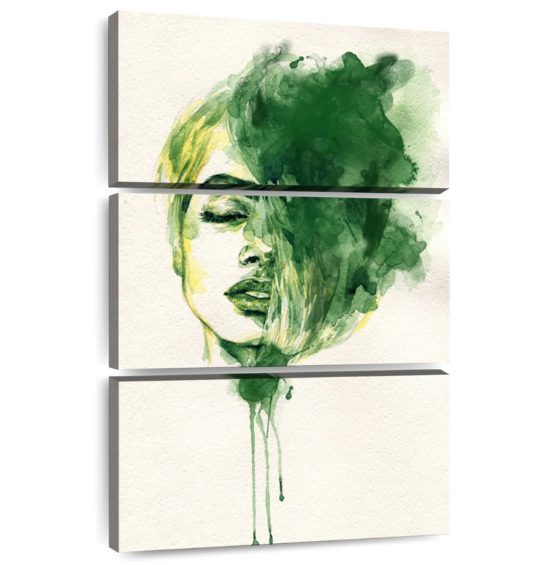 Leisha, portrait à l'aquarelle abstraite, H 45 po x l 28 po