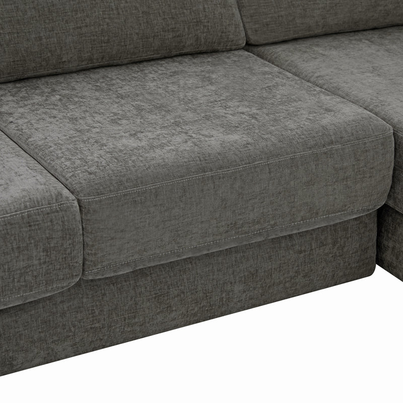 Canapé modulaire d'angle avec coussins double couche, Gris foncé