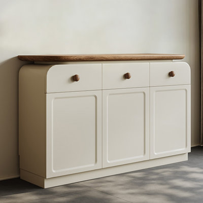 Meuble d'appoint moderne en bois manufacturé brun noyer et kaki