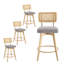 Tabourets de bar pivotants Anandi 66,5 cm (26,2 po) de style moderne du milieu du siècle, avec dossier en rotin et structure en bois massif-132419952