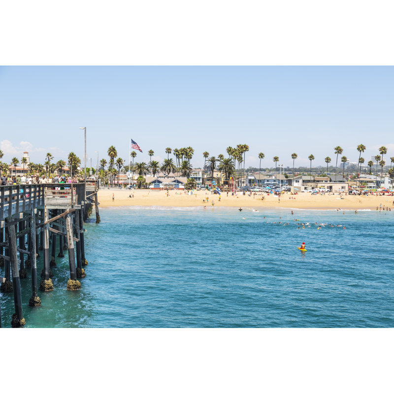 Peir At Newport Beach by SteveDF - Wrapped Canvas Print, 20cm H x 30cm W
