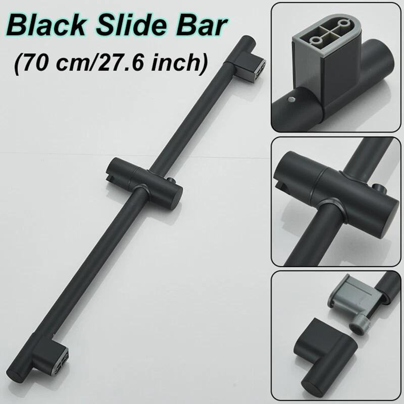 Black Shower Slide Bar System Handheld Shower with Adjustable Slide Bar and Hose, Black