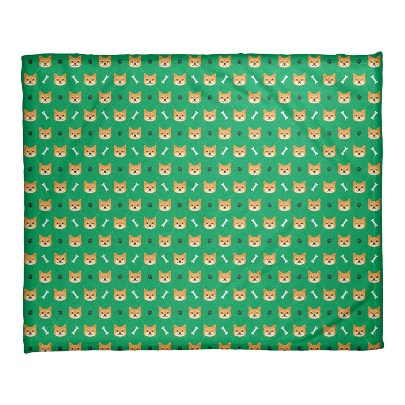 Couverture polaire Katelyn Elizabeth Shiba Inu, L 62,5 po x L 82,5 po, Vert