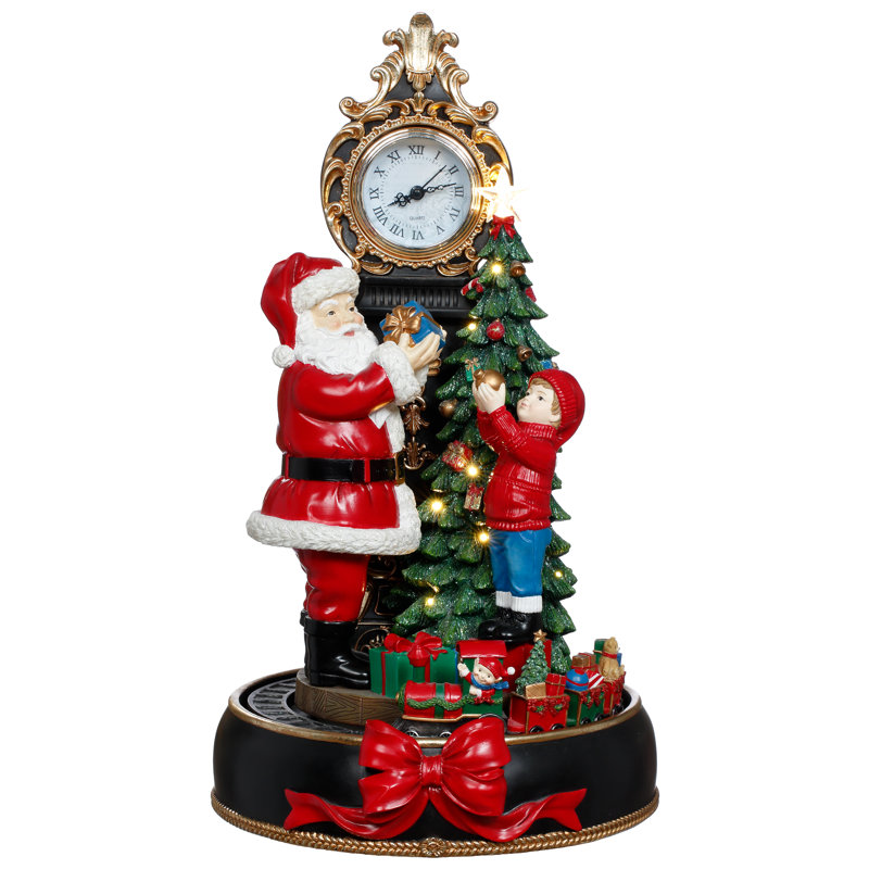Santa Clock Tree Scene - 19.5 Inches