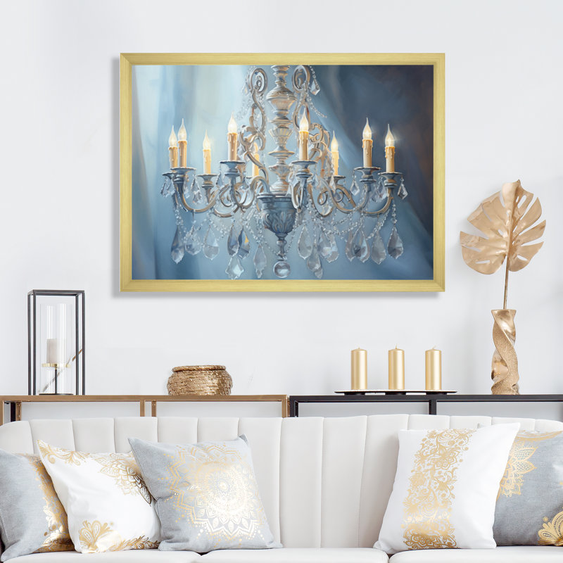 Chandelier apaisant Serenade I - reproduction sur toile, Cadre photo noir, H 12 po x l 20 po x P 1 po