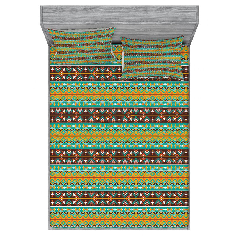 Microfiber Striped Sheet Set, Queen Sheet Set with Fitted Sheet