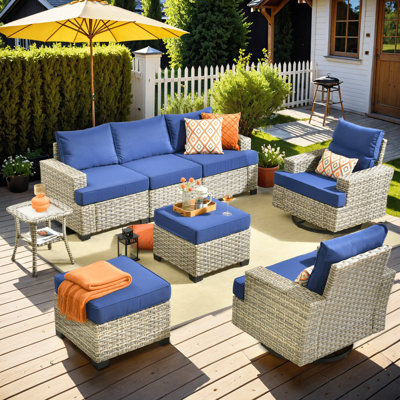 Tommy 7 Person Wicker/rattan Sofa Seating Group With Cushions