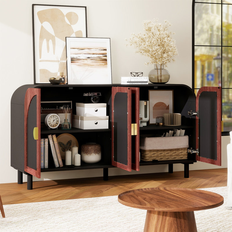 Buffet vintage arqué avec poignée demi-lune dorée