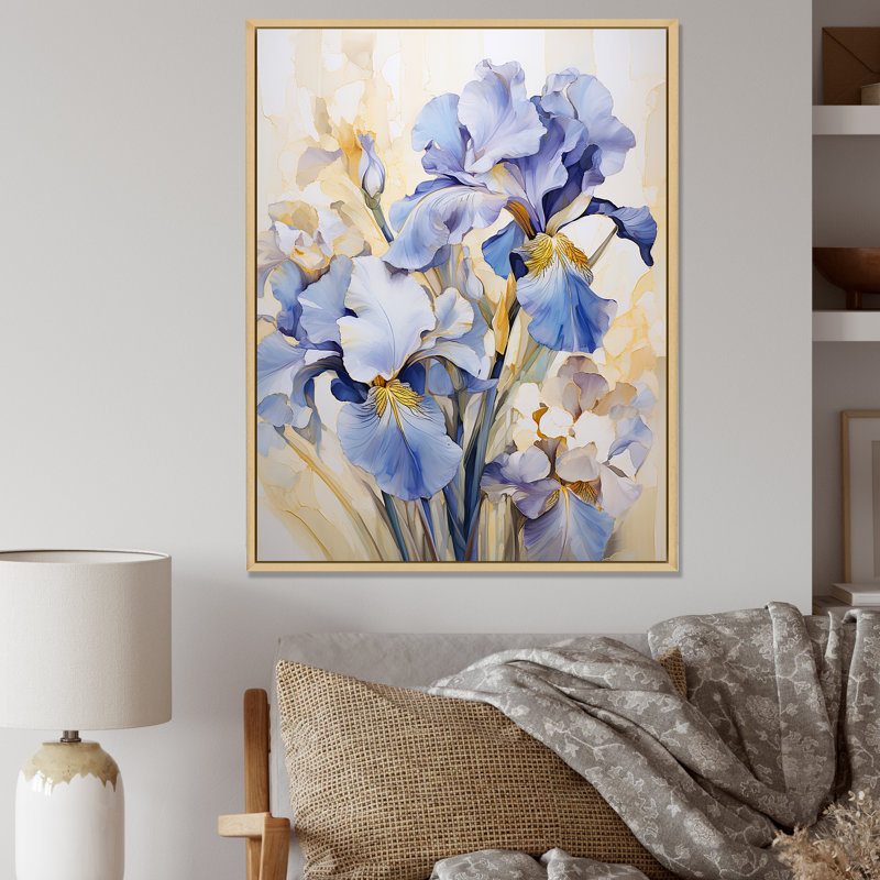 Minimalisme Irises Melody I sur toile, H 32 po x l 16 po x P 1 po, Cadre naturel flottant