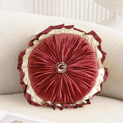 Ruffled Velvet Reversible Throw Pillow