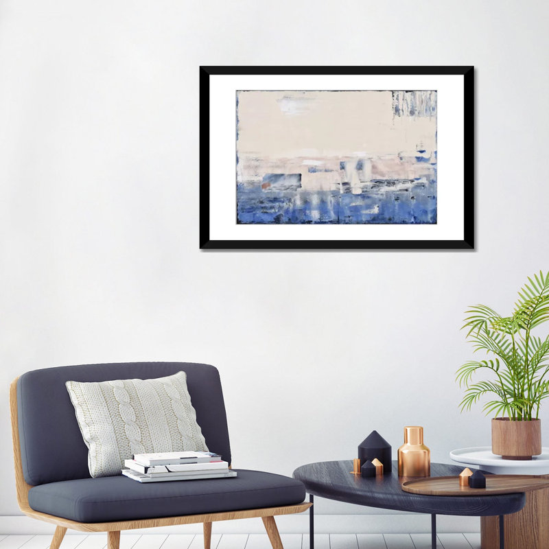 Sandbar par Piero Manrique - reproduction d'art sur toile tendue, H 24 po x l 32 po x P 1 po, Papier d'art encadré noir