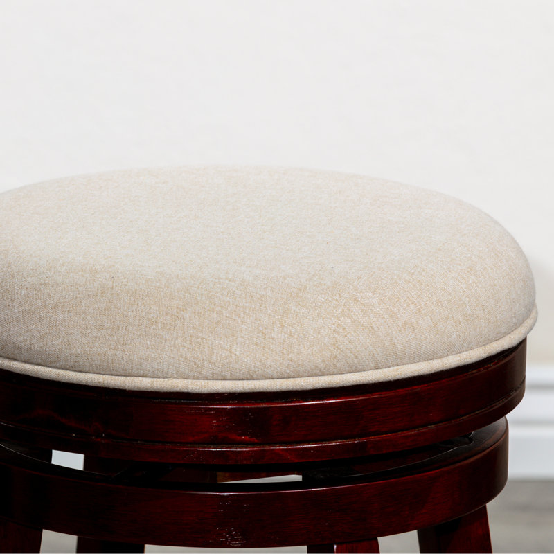 Tabouret de bar de 30 po avec siège couleur cerise et tissu, pivot confortable, fabrication en bois franc, tabouret de cuisine convenant à la cuisine, finition cerisier, bois franc,