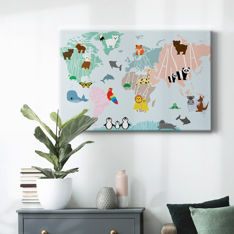 Carte animalière avec toile tendue, H 12 po x l 18 po